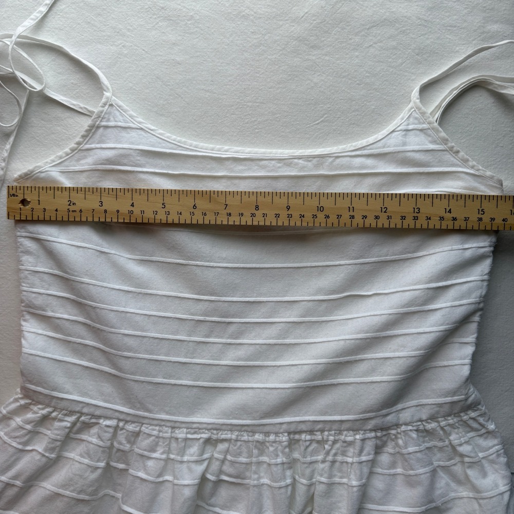 Gap Cotton Tie Strap Babydoll Mini Dress White‎ Textured Size 4 Boho Chic - Picture 8 of 12